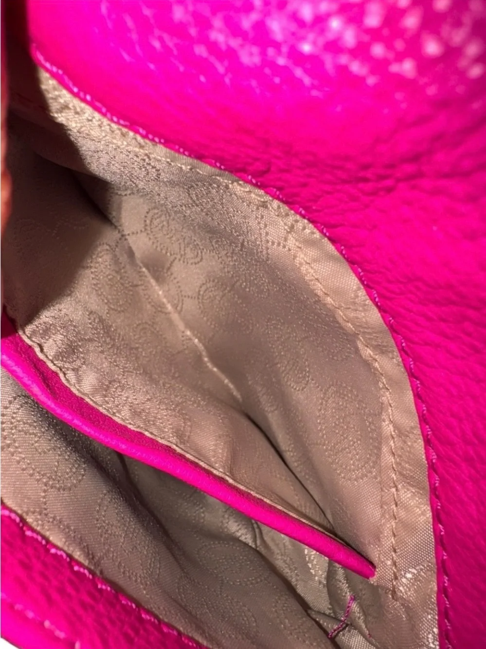 Michael Kors Hot Pink Leather Crossbody with Gold MK Accent